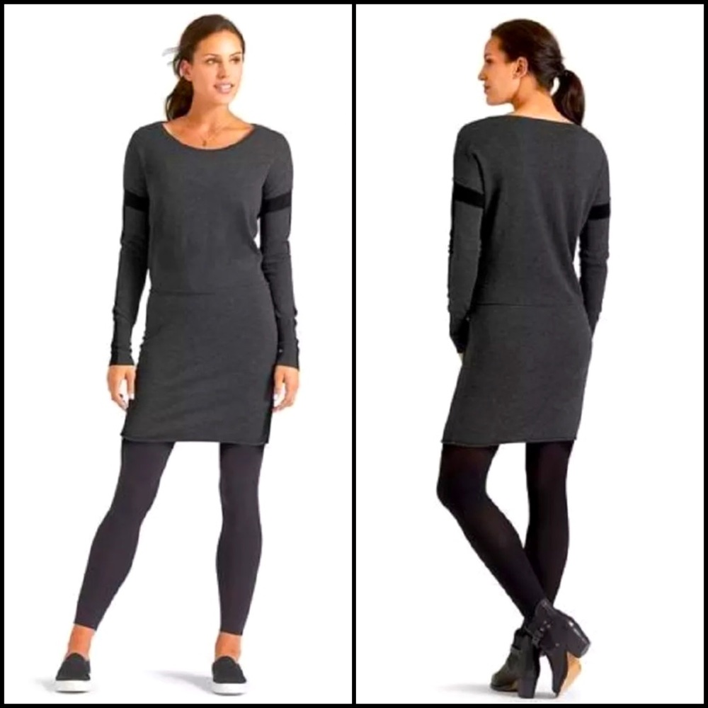 Athleta 100% Merino Wool Color-Block Sweater Dress - image 1